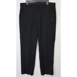 Mens Polo Ralph Lauren Wool Black Dress Pants Slacks Size 34x29 Flat Front Y2K